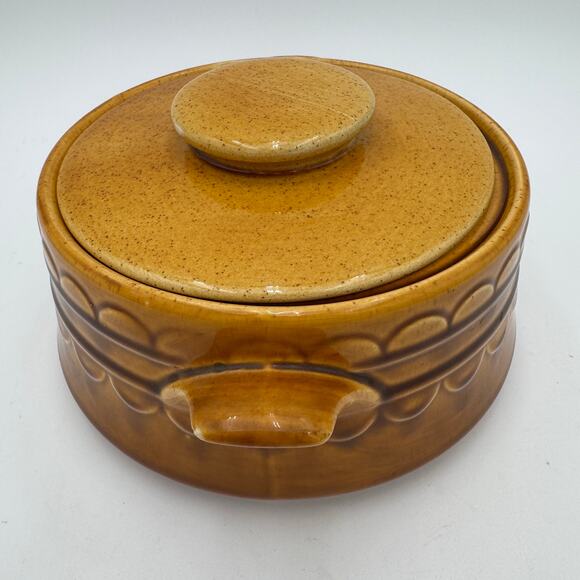 Vintage Covered Vegetable Casserole Bowl Golden Harvest by Homer Laughlin 7" - Picture 2 of 12
